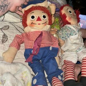 Raggedy Ann and raggedy Andy rag dolls 1970 vintage